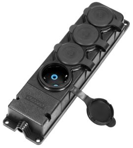 SWD Tafelcontactdoos PROF zwart IP44 4V met kleppen - Afbeelding 2