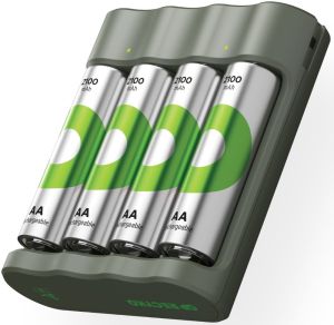 GP Batterijlader USB 3H met 4x2100mA AA batterij - PROMO - Afbeelding 2