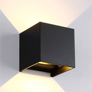 LED Wandlamp 2x3W up&down vierkant zwart 3000K IP65 - Afbeelding 2