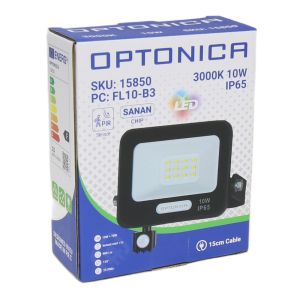 LED Bouwlamp 10W 3000K zwart + sensor - Afbeelding 2