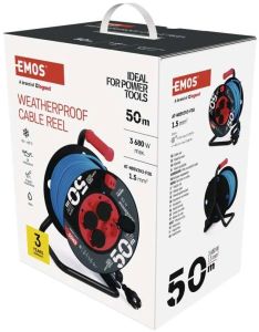 Kabelhaspel H05 3x1,5qmm 50m zwart/blauw IP44 - Afbeelding 2