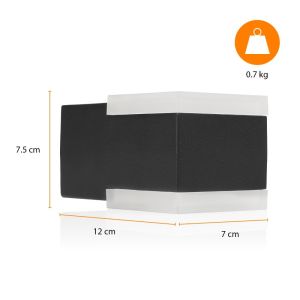 Wandlamp zwart vierkant 8W LED IP44 3000K - Afbeelding 2