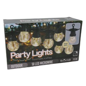 Feestverlichting 10 lampen G50 warmwit helder - Afbeelding 2