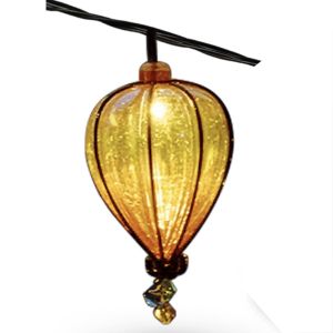 LED Solar feestverlichting set 10x lampion gekleurd 4,9m - Afbeelding 2