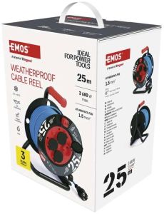Kabelhaspel H05 3x1,5qmm 25m zwart/blauw IP44 - Afbeelding 2