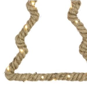Jute hang deco ster/boom/hart assorti 25cm LED - Afbeelding 2