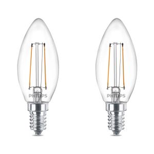 Philips LED kaars E14 2-25W 2700K filament helder blister(2) - Afbeelding 2