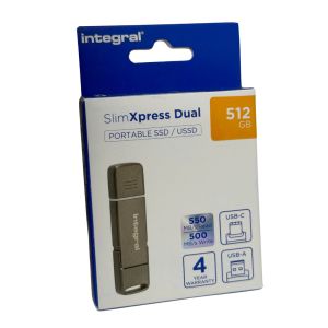 USSD Portable USB + USB-C SSD 512GB metal SlimXpress 3.2 - Afbeelding 2