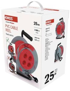 Kabelhaspel H05 3x1,5qmm 25m grijs/rood - vast middenstuk - Afbeelding 2