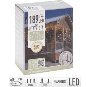 Gordijnverlichting 189 LEDs warm wit + flash - Afbeelding 2