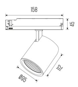 LED railspot 3-fase 23W 3000K zwart 45gr EDDA M HE - Afbeelding 2