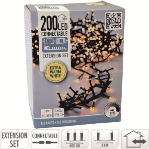 Connectable clusterverlichting 200 LEDS 6m extra warm wit - Afbeelding 2