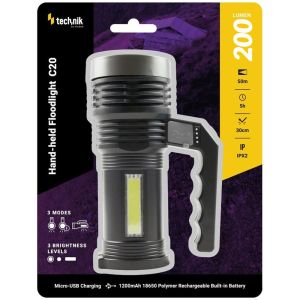 Technik LED zaklamp C20 handvat oplaadbaar 200 lumen - Afbeelding 2