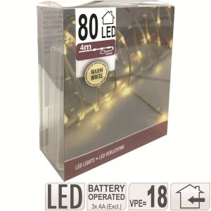 Softwire batterij strengverlichting 80 LEDS warm wit 4m - Afbeelding 2
