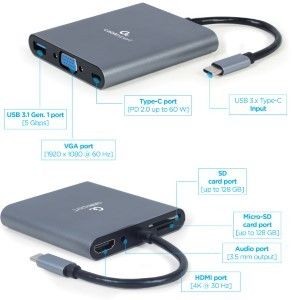 USB-C 6-in-1 multi adapter USB-C dock 6-voudig - Afbeelding 3