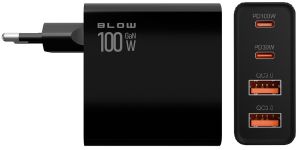 USB 2x + 2x USB-C snellader 100W zwart - Afbeelding 3