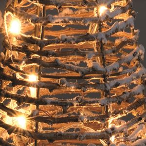 Rotan kegel 60cm 15 LED met sneeuw - Afbeelding 3