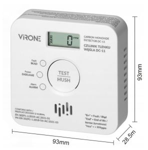 Koolmonoxidemelder op batterij LCD Virone - Afbeelding 3