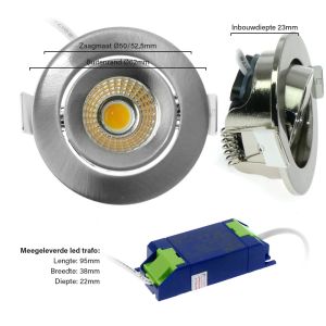 LED inbouwspot 5W DimToWarm 62mm 36gr rond verstelbaar geschuurd staal - Afbeelding 3