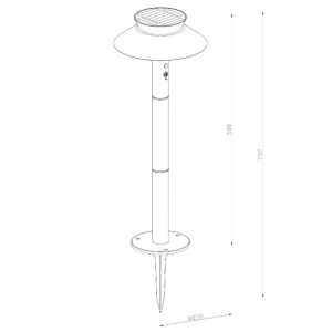 LED solar paallamp Justina 5W 3000K zwart IP44 60cm - Afbeelding 3