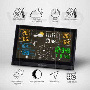 Weerstation kleurrijk met draadloze regen en windsensor - Afbeelding 3