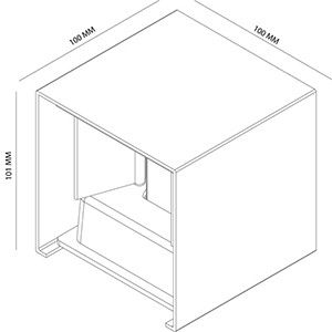 LED Wandlamp 2x3W up&down vierkant zwart 2700K IP65 - Afbeelding 3