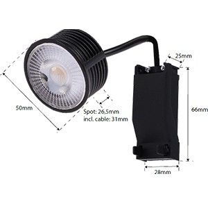 LED module inbouw 50mm 5W 2700K 38gr zwart dimbaar - Afbeelding 3