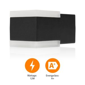 Wandlamp zwart vierkant 8W LED IP44 3000K - Afbeelding 3