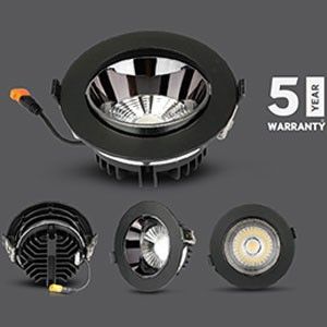 LED COB downlighter zwart 10W 3000K verstelbaar - Afbeelding 4
