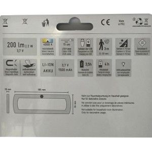LED armatuur op accu met magneetstrip en sensor 2W 3,7V - Afbeelding 4