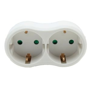Randaarde stekkeradapter 2-voudig horizontaal wit - Afbeelding 4