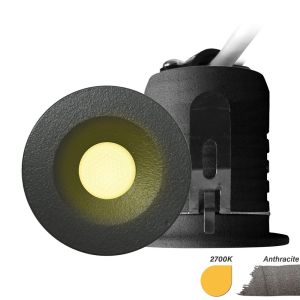 LED mini inbouwspot 3W 2700K 35mm 30gr rond vast antraciet - Afbeelding 4