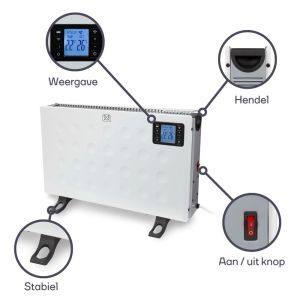 Convectorkachel 2000W wit met thermostaat SMART Wi-Fi TUYA - Afbeelding 4