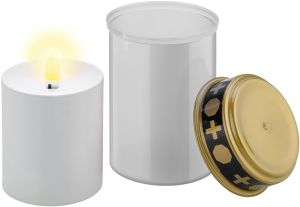 LED rouwlicht 12cm met timer wit (excl. 2xC batterij) - Afbeelding 4