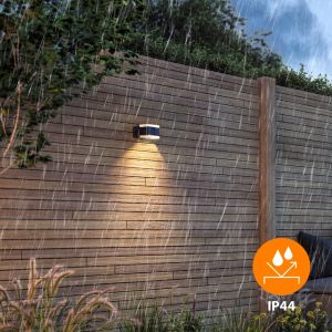 Wandlamp zwart vierkant 8W LED IP44 3000K - Afbeelding 4