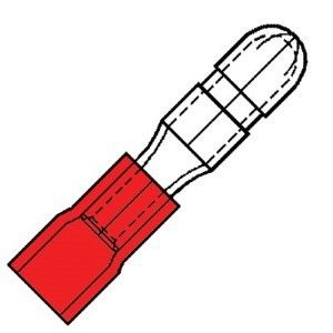 Kabelschoen rondsteker male rood 4mm