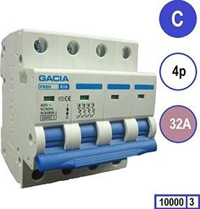 Installatieautomaat 32A C kar 4p GACIA