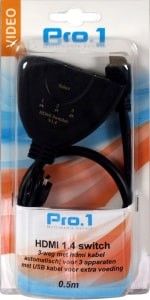 HDMI switch 3-weg, 1.4A versie support 3D (voor 3 apparaten)