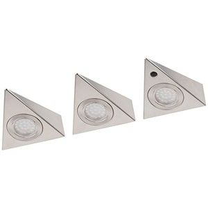 LED driehoek spot set a3 8,5W IR Sensor 3000K gesch. staal