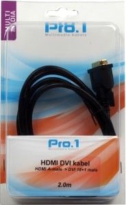 HDMI kabel HDMI naar DVI 18+1 male 2m