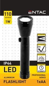 LED zaklamp 1W aluminium zwart 1xAA