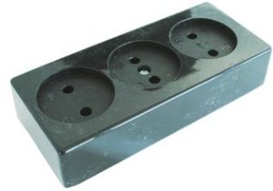 Tafelcontactdoos 3V langwerpig zwart