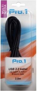 USB kabel A-male -> B-micro male 3m