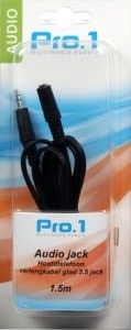Hoofdtelefoon verlengkabel glad 3,5 jack 1,5m