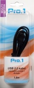 USB kabel A-male -> B-male 1,8m