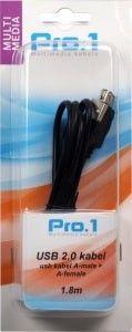 USB kabel A-male -> A-female 1,8m