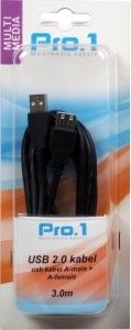 USB kabel A-male -> A-female 3m