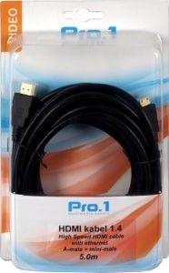 HDMI 1.4 kabel male naar mini HDMI 5m