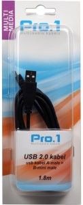 USB kabel A-male -> B-mini male 1,8m