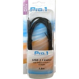USB-C  3.1  type C > type C aansluitkabel 1.80 mtr
